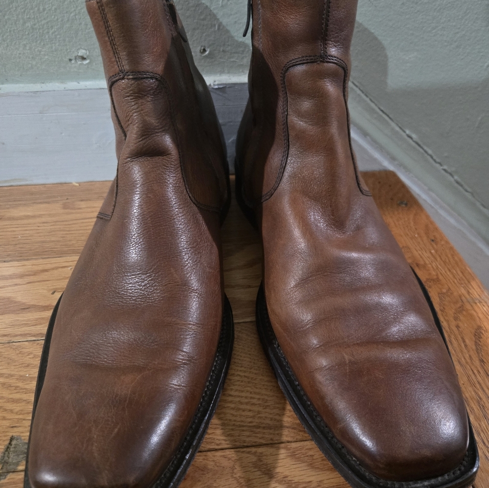 Vintage Kenneth Cole Rich Brown Leather Boots With Zipper